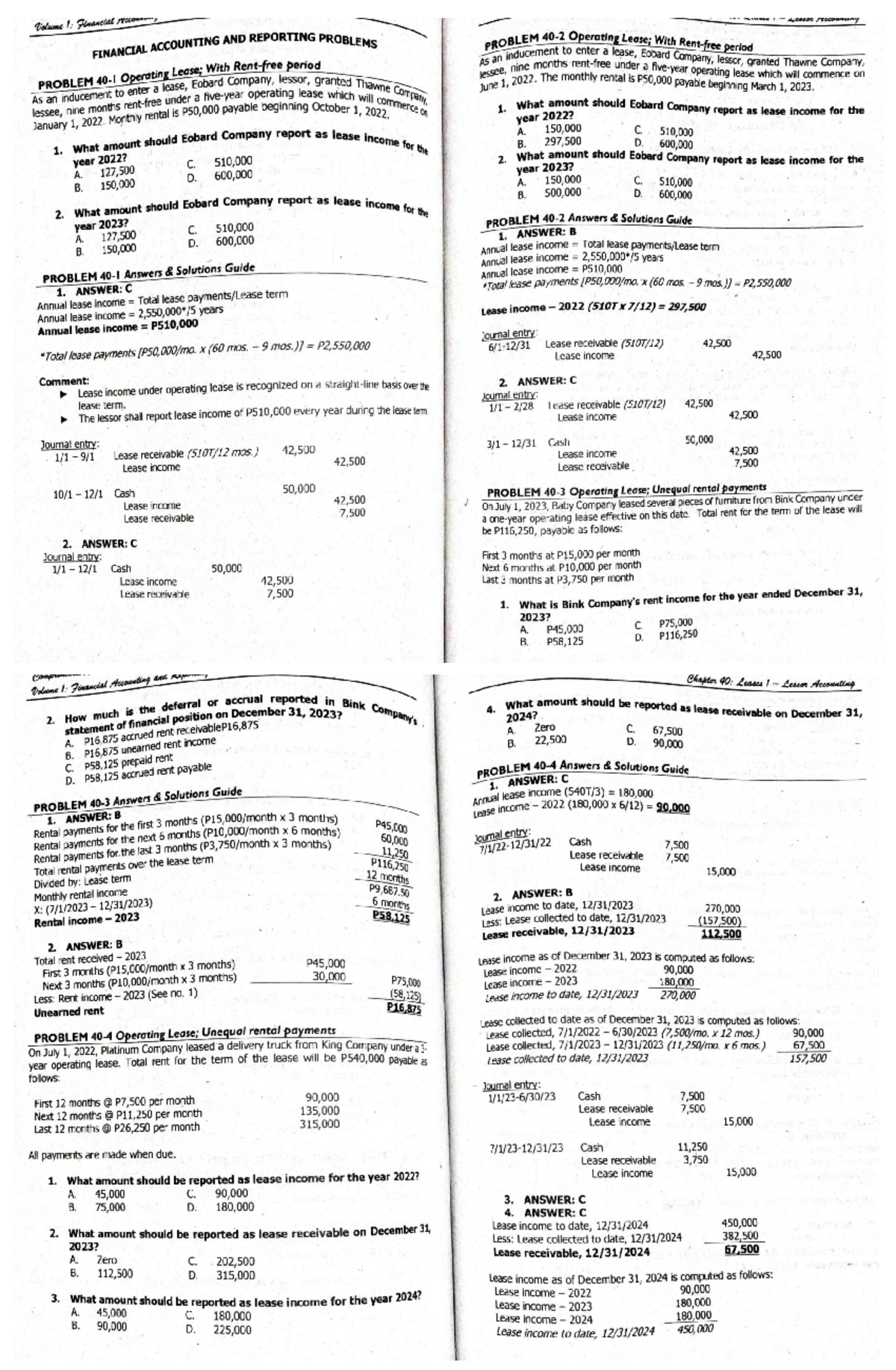 Chaps 40-41-42 - Study or review materials. - Volume 1: Financial ...