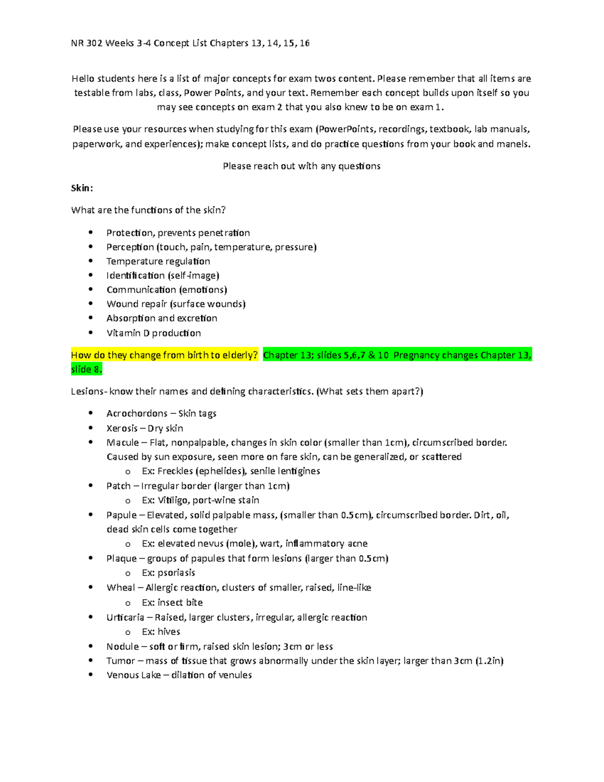 302 Exam 2 Major Concepts Overview and Study Guide - Studocu
