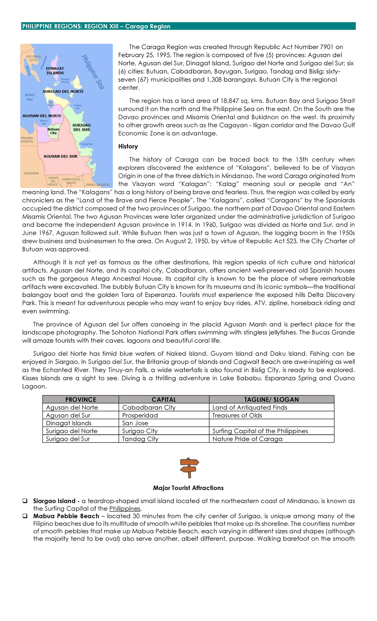 PHILIPPINE REGIONS: Caraga Region Overview and Attractions - Studocu