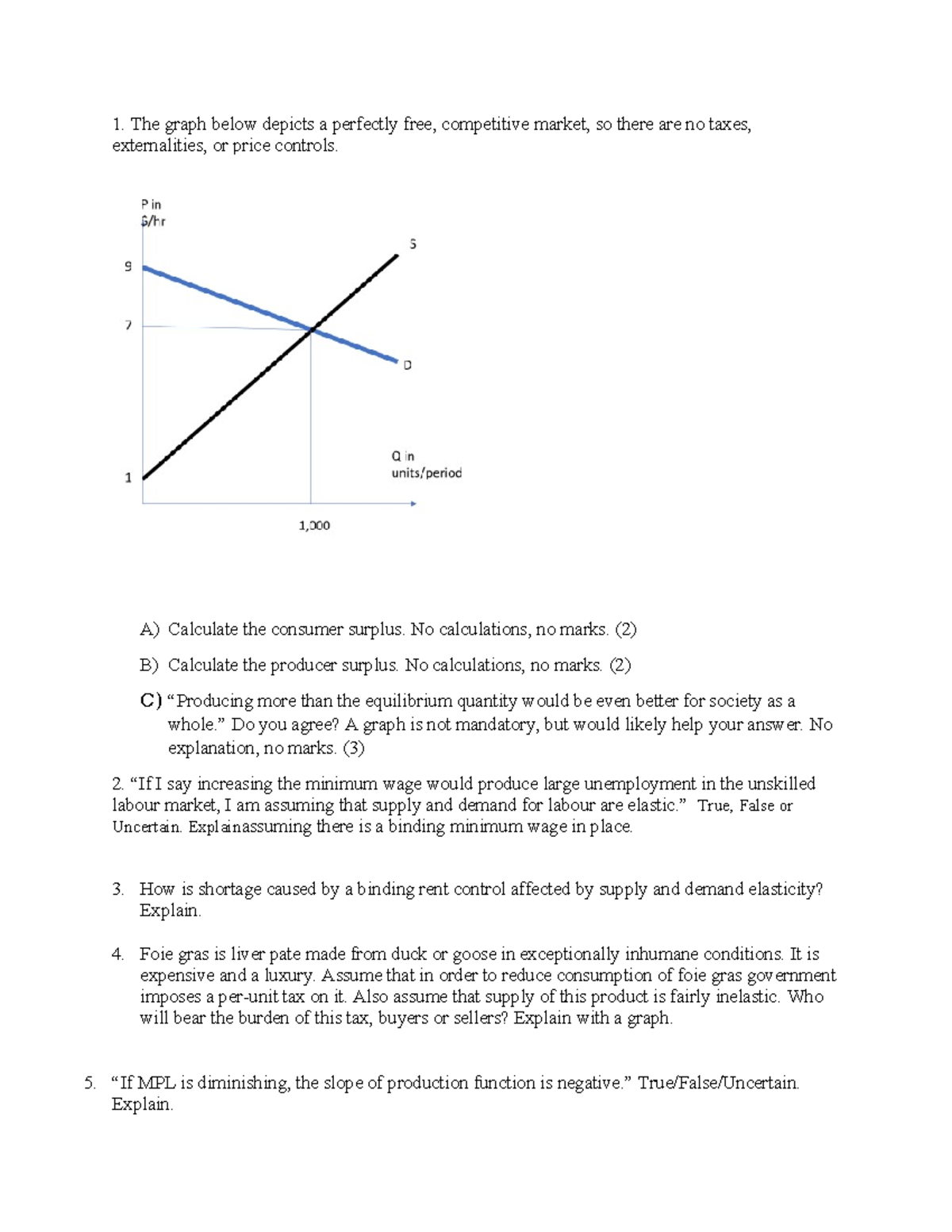 1150 Midterm 2 Sample SA Questions on Market Surplus & Elasticity - Studocu
