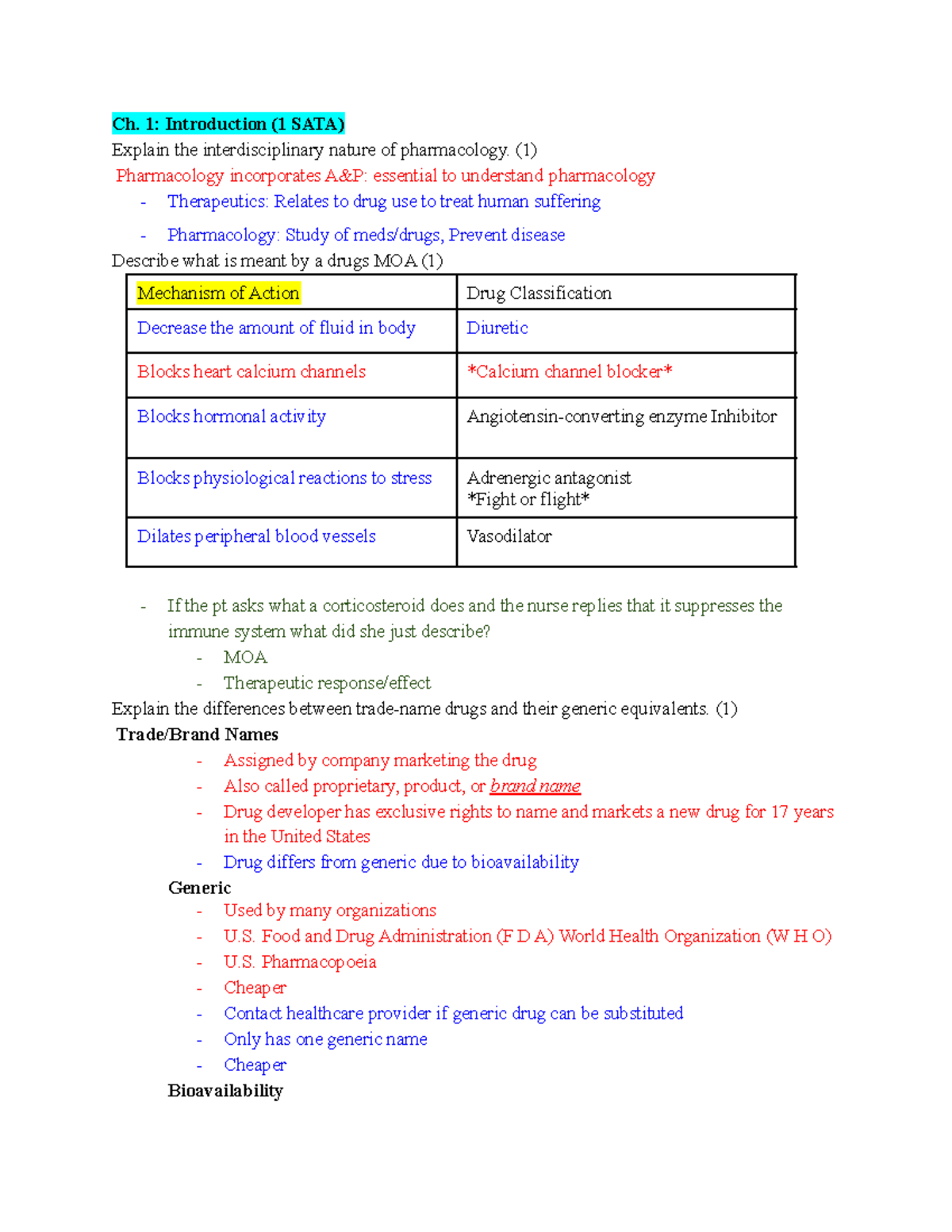 Intro to Pharmacology - Study Guide for Pharmacology 101 - Studocu