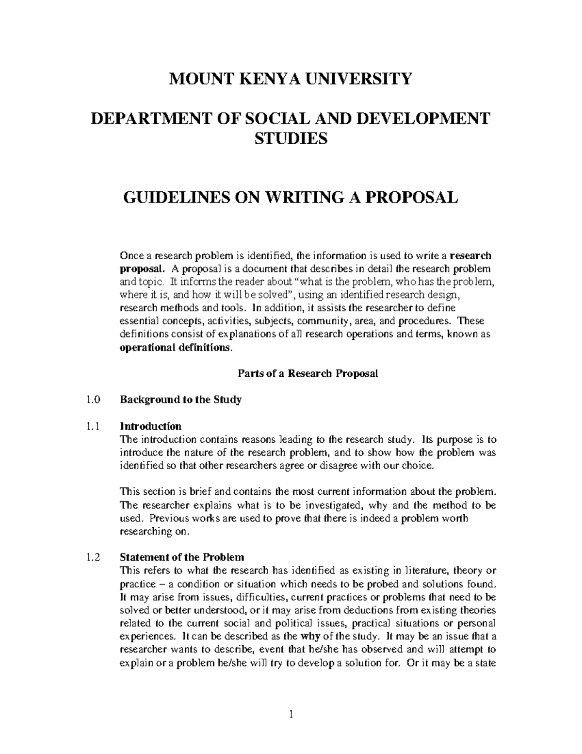 Guidelines for Writing a Research Proposal - BSS 101 - Studocu