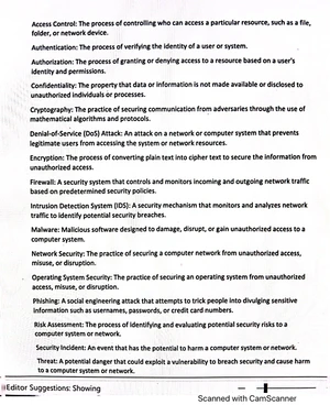 Cybersecurity - Study Notes & Assignments - Studocu