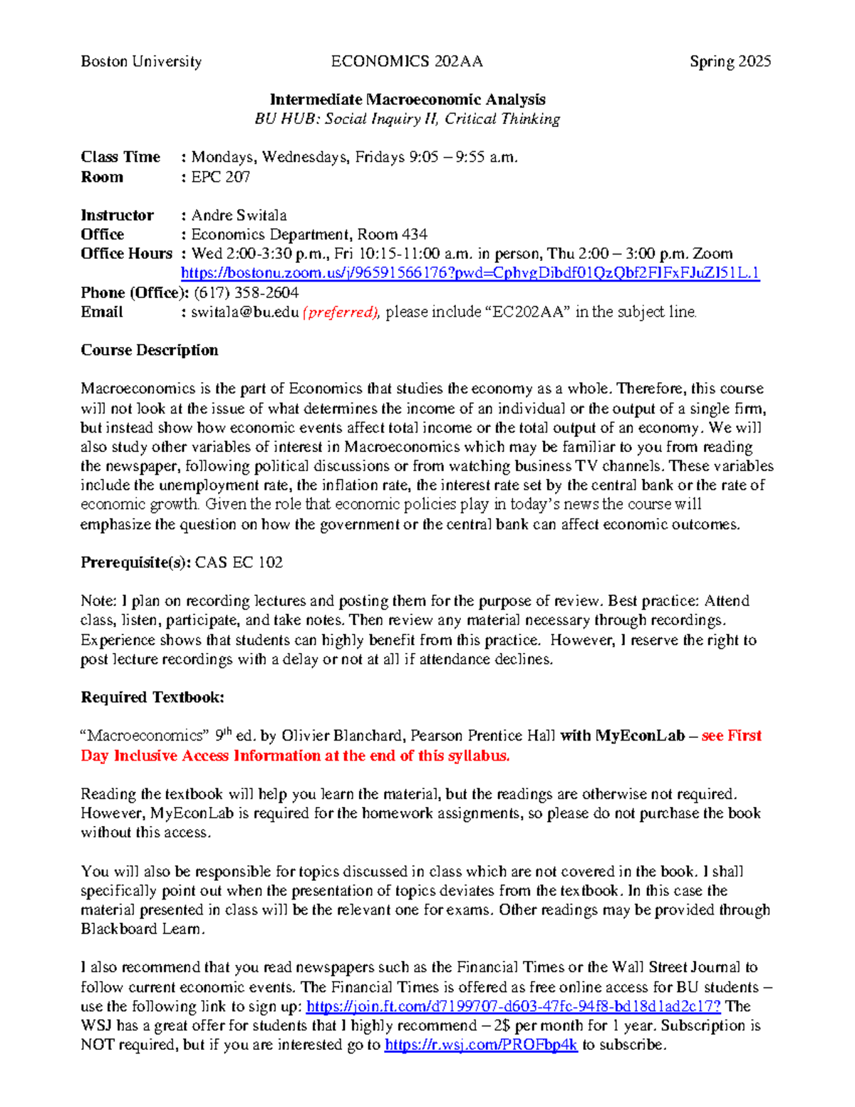 ECON 202AA: Intermediate Macroeconomic Analysis Syllabus - Spring 2025 ...