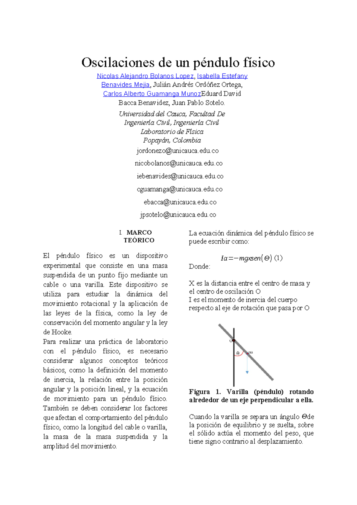 Lab Avanzada 2: Estudio del Péndulo Físico y sus Oscilaciones - Document Preview
