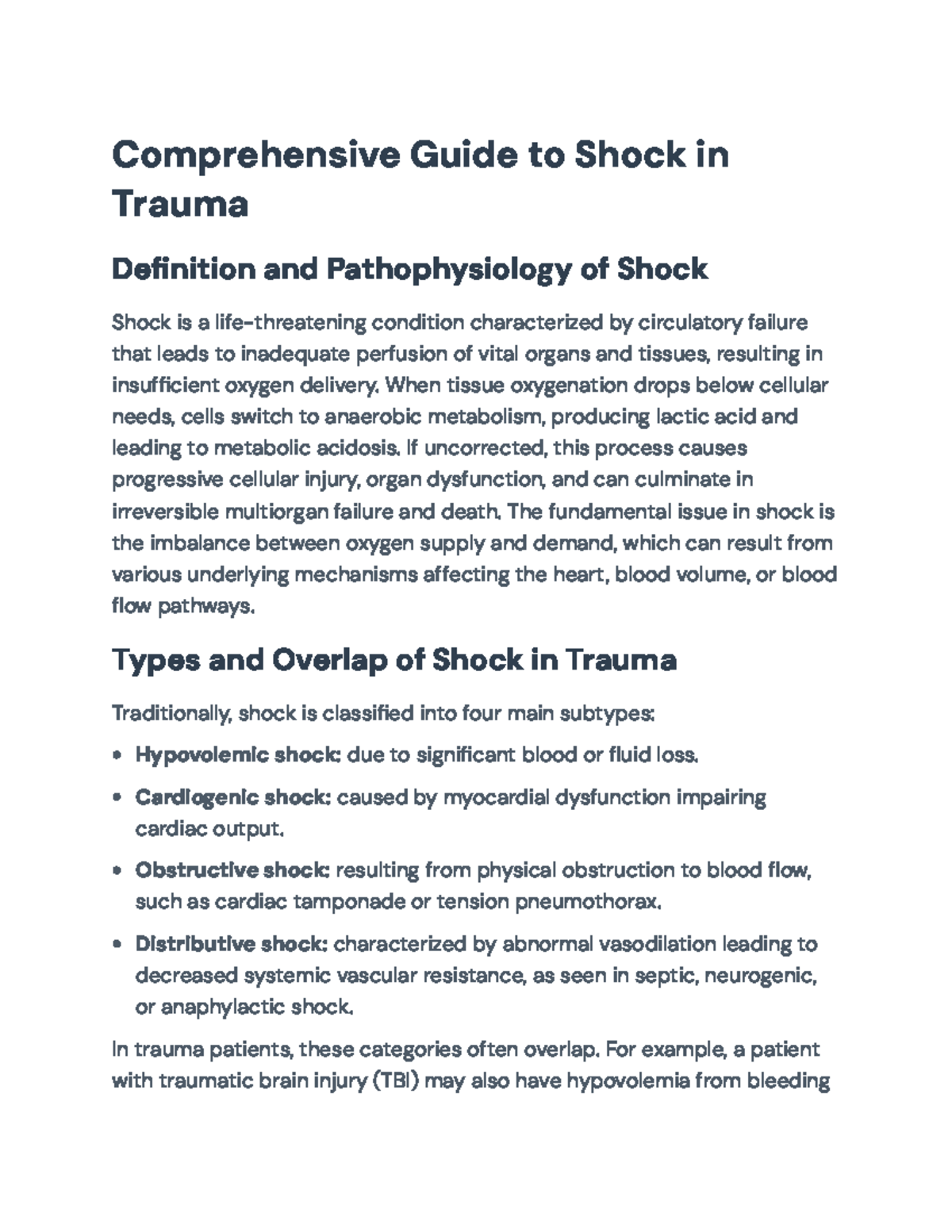 Comprehensive Guide to Trauma Shock: Definition, Types, and Management ...