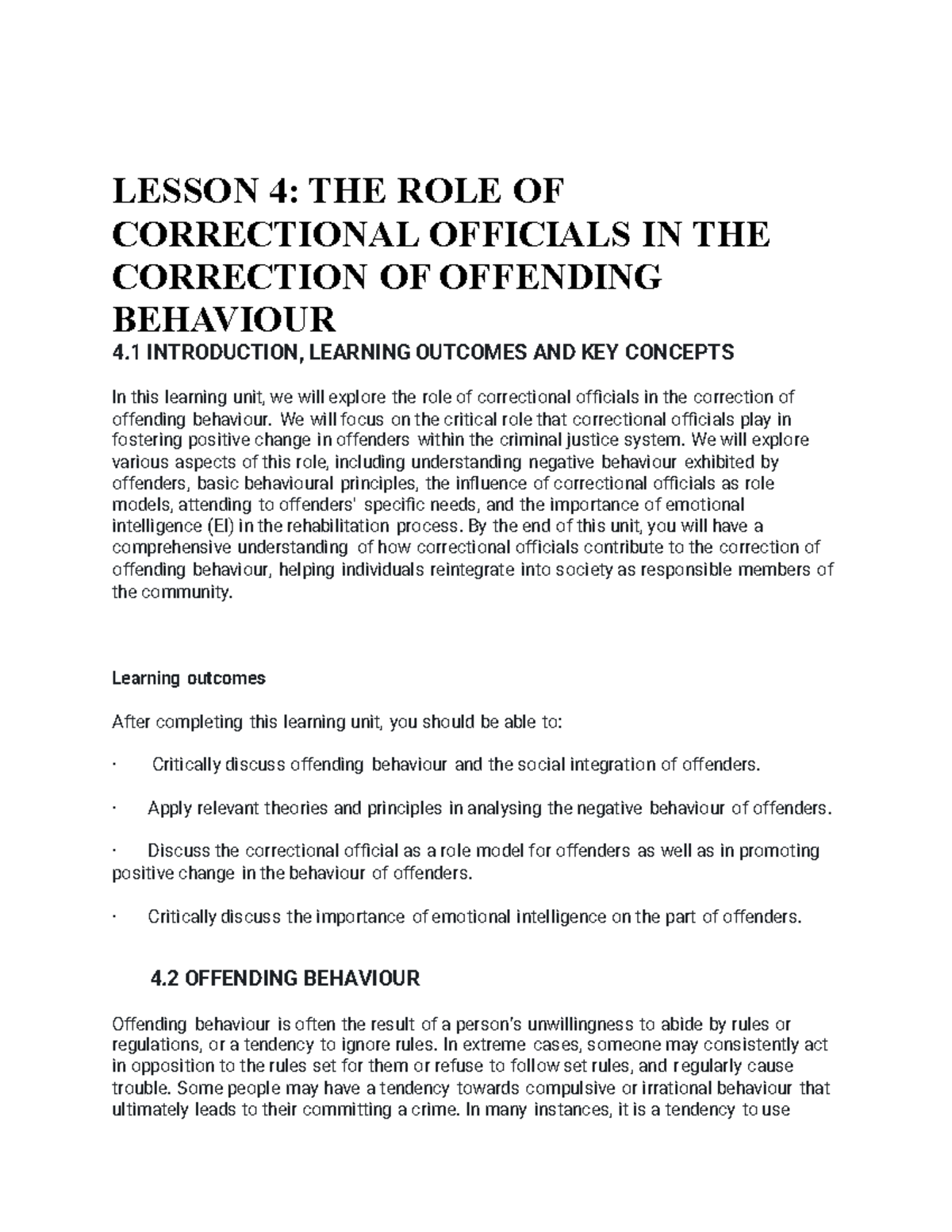 Lesson 4: The Role of Correctional Officials in Offender Rehabilitation ...