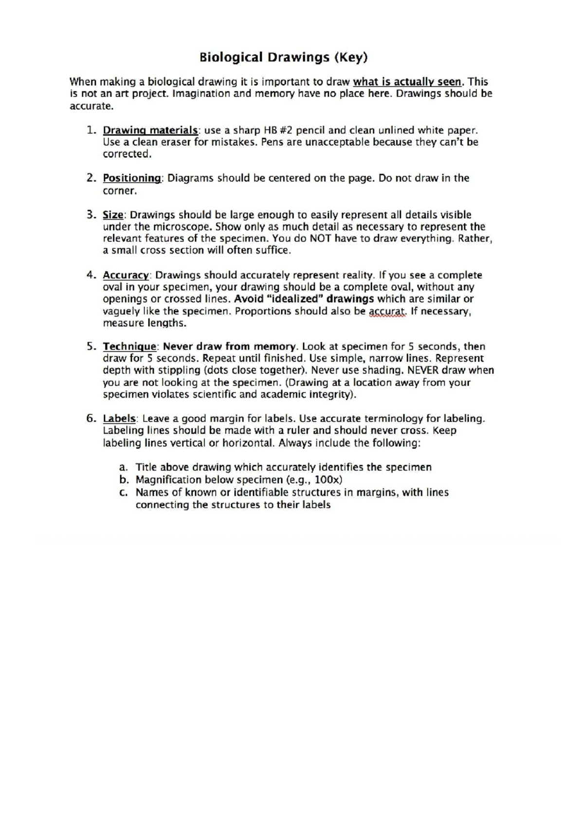 Biological Drawings Guidelines - PAG - Studocu