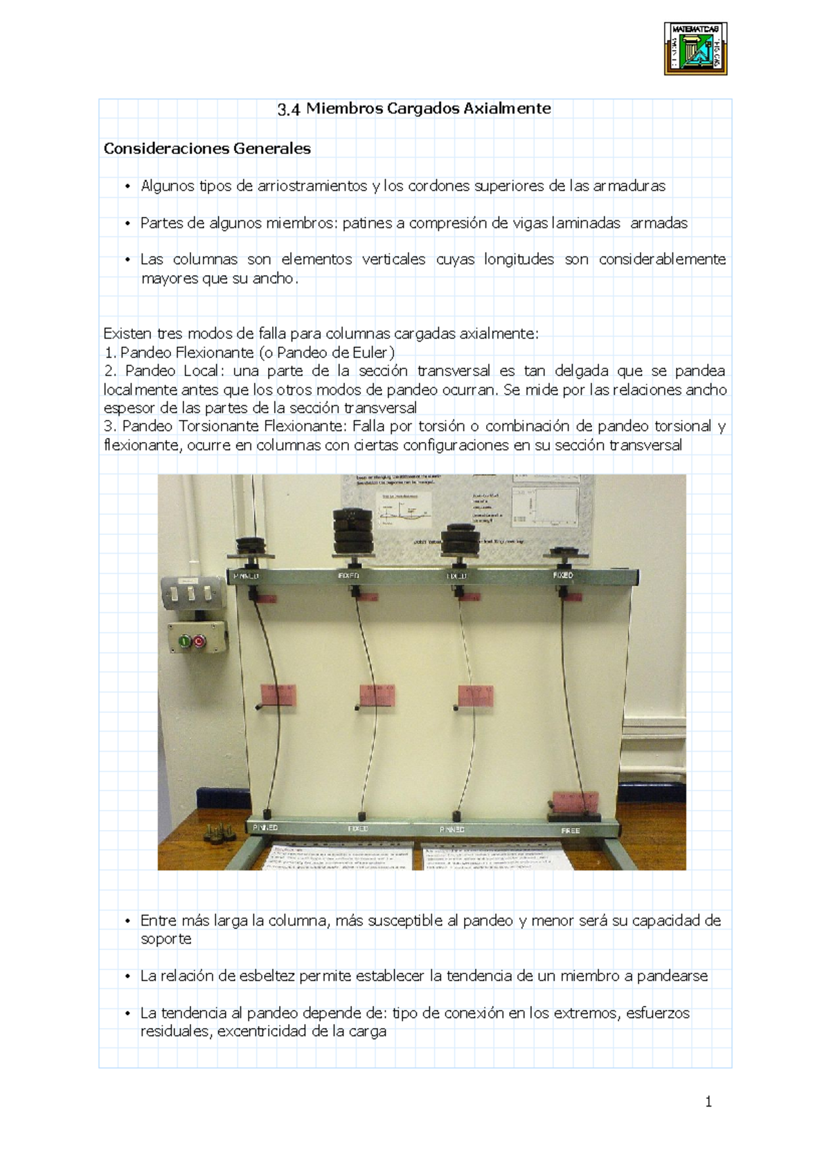 3.4 Miembros Cargados Axialmente - 4 Miembros Cargados Axialmente ...