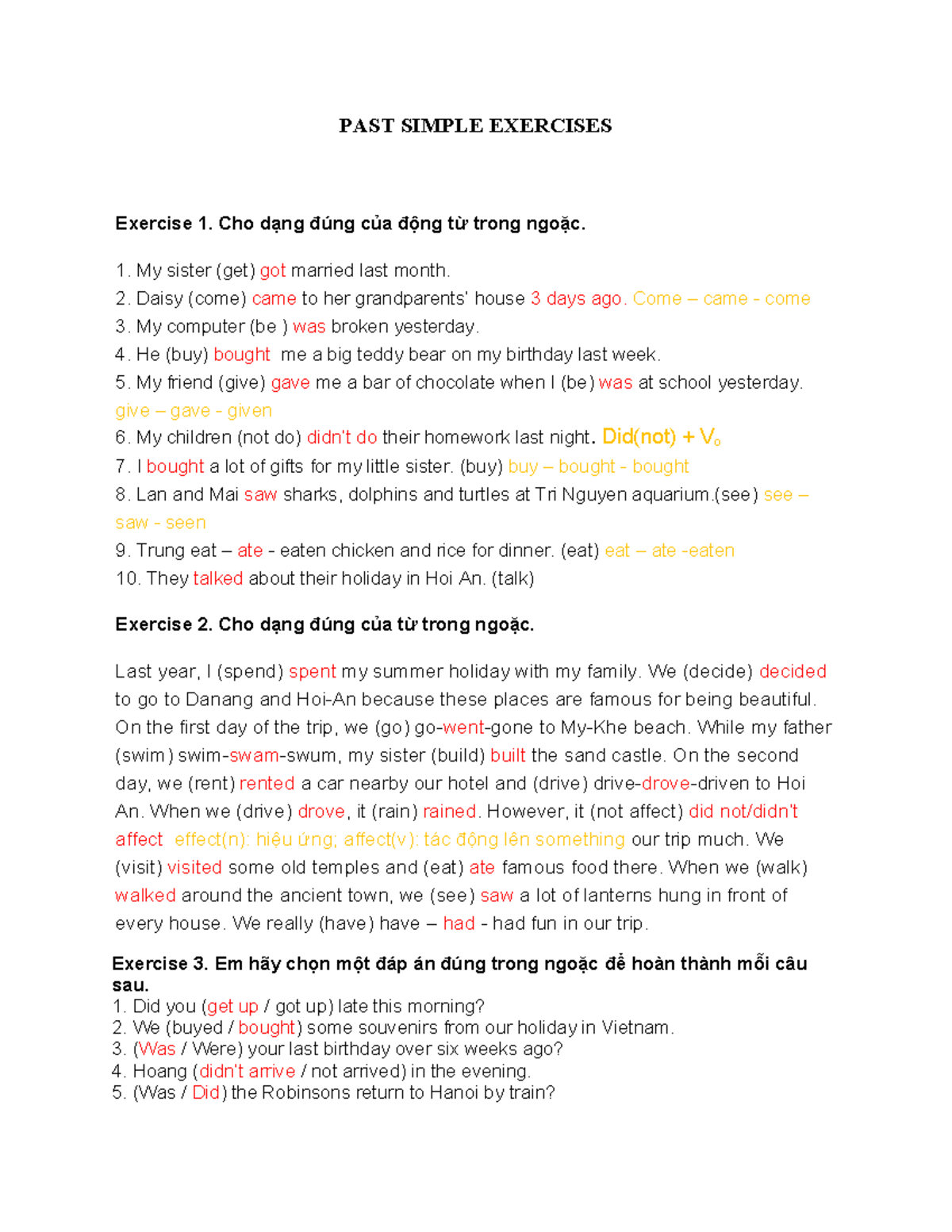 Present Simple Exercises: Practice and Application - Studocu