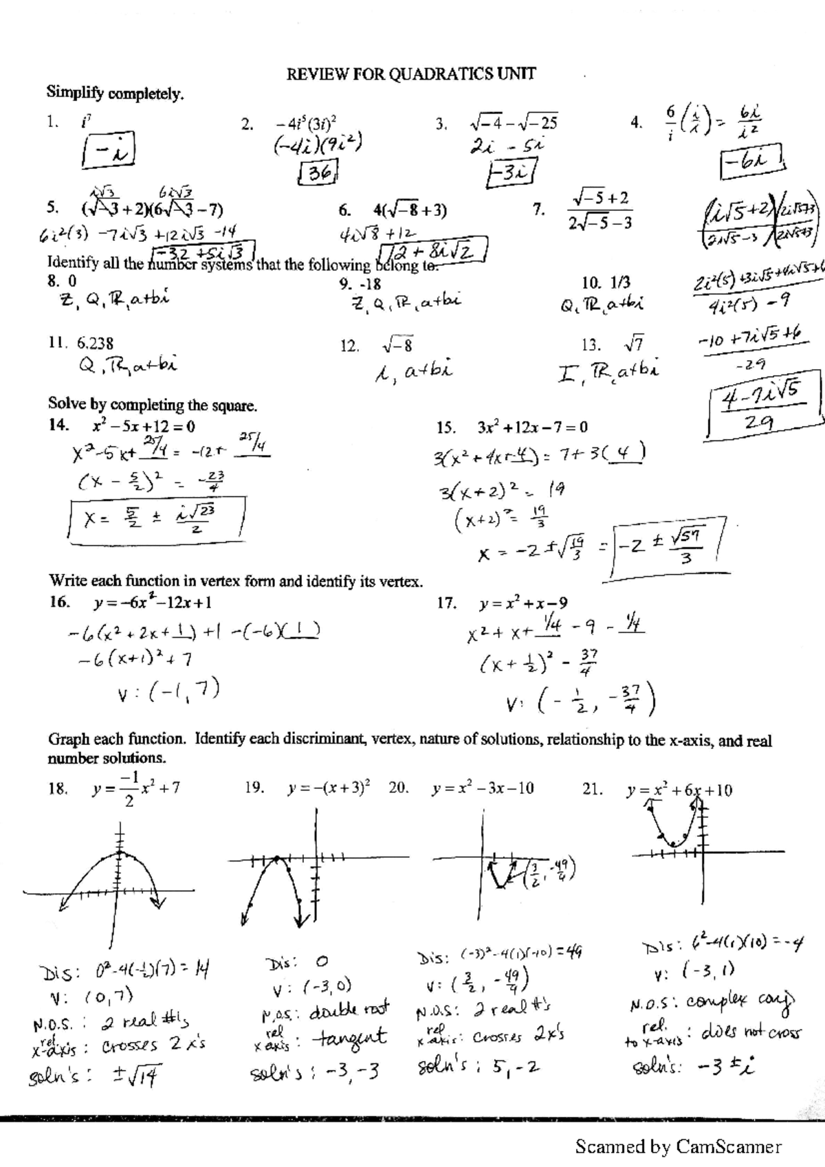 Review Solutions - MATH55 - Scanned by CamScanner Scanned by CamScanner ...