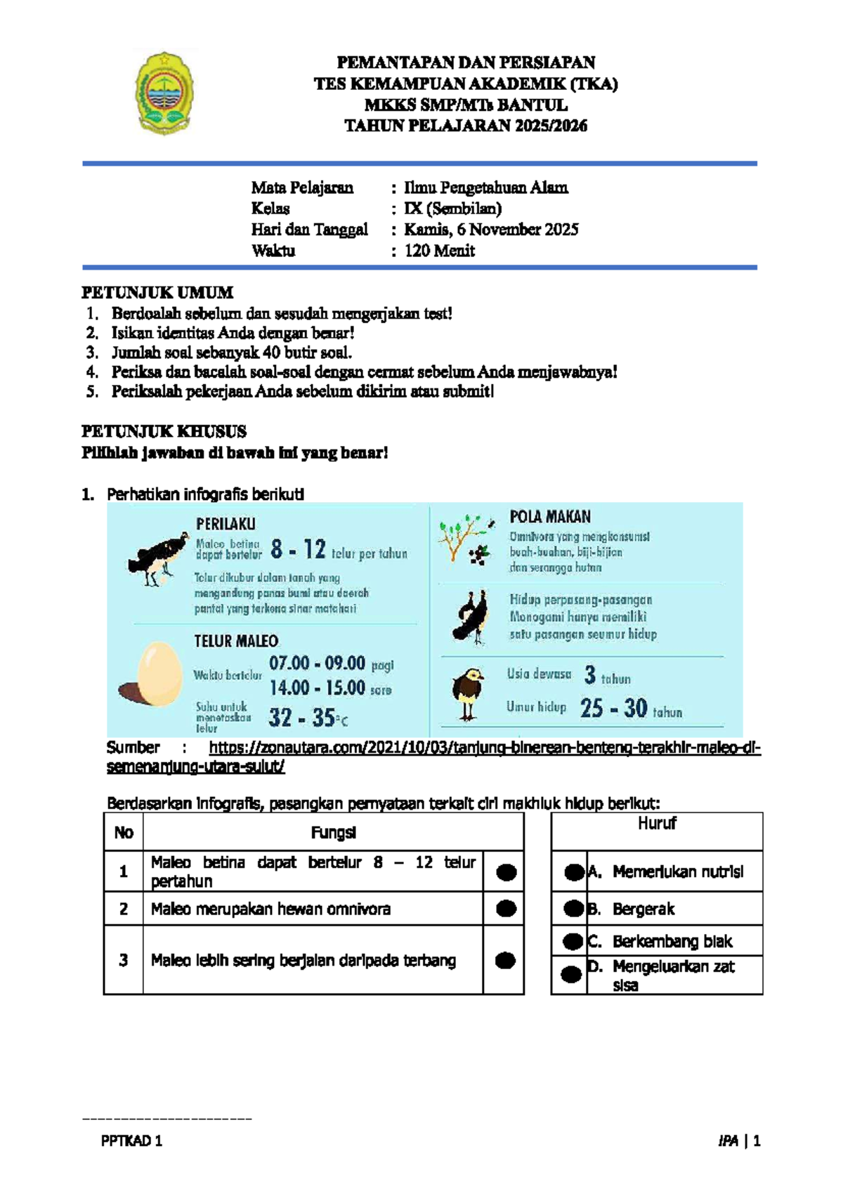 Soal TKA IPA SMP: Persiapan dan Pemantapan Ujian 2025 - Document Preview