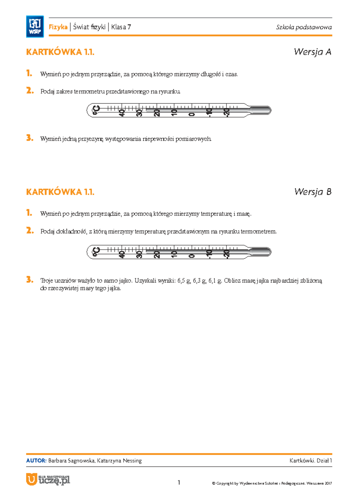 Sprawdzian Z Fizyki Klasa 7 Miarka www.studocu.com