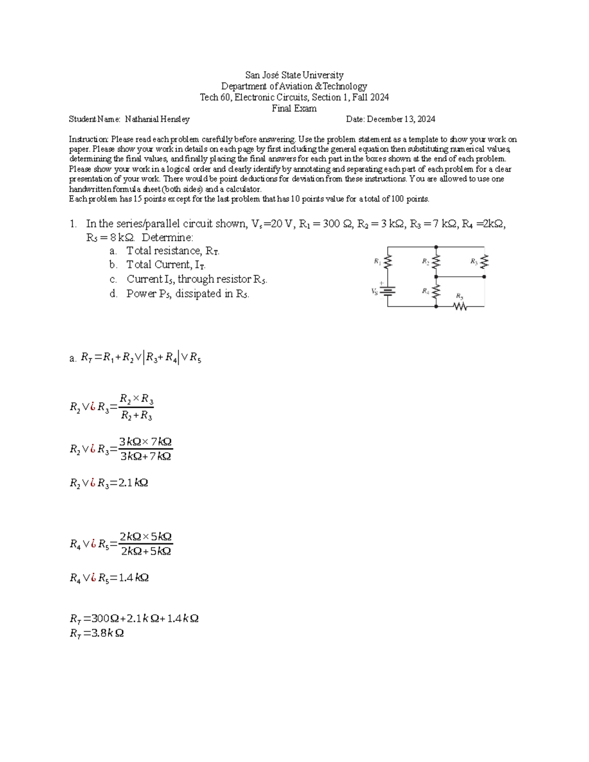 Electronics Tech 60, Fall 2024 Final Exam study guide - Studocu