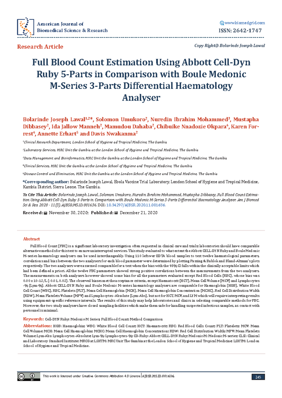 CD Ruby FBC Method Comparison: Abbott vs Boule Medonic Analysers - Studocu