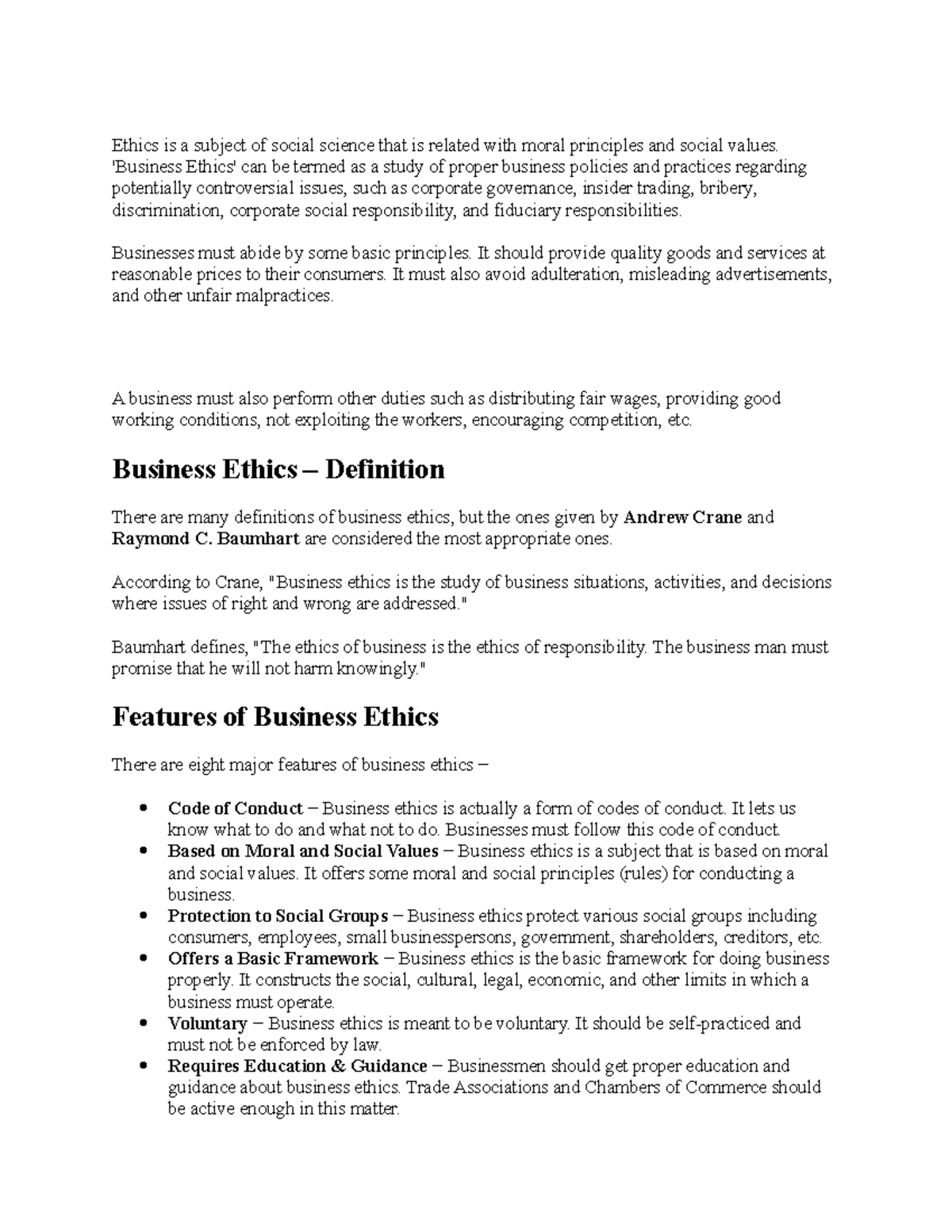 "BUSI 101: Lecture Notes on Business Ethics and Social Responsibility ...