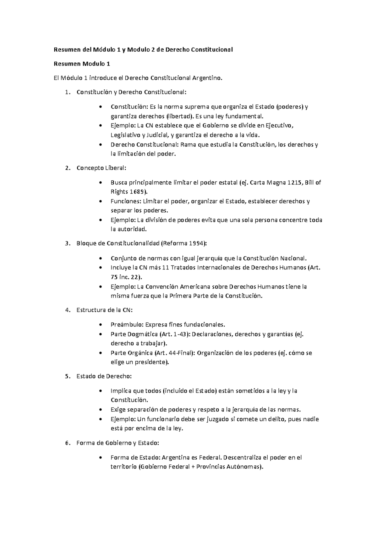 Resumen del Módulo 1 y 2 de Derecho Constitucional (DC 101) - Studocu