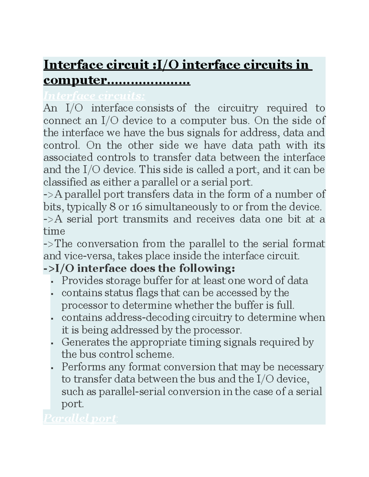 Interface Circuits: Understanding DMA and Data Transfer Mechanisms ...