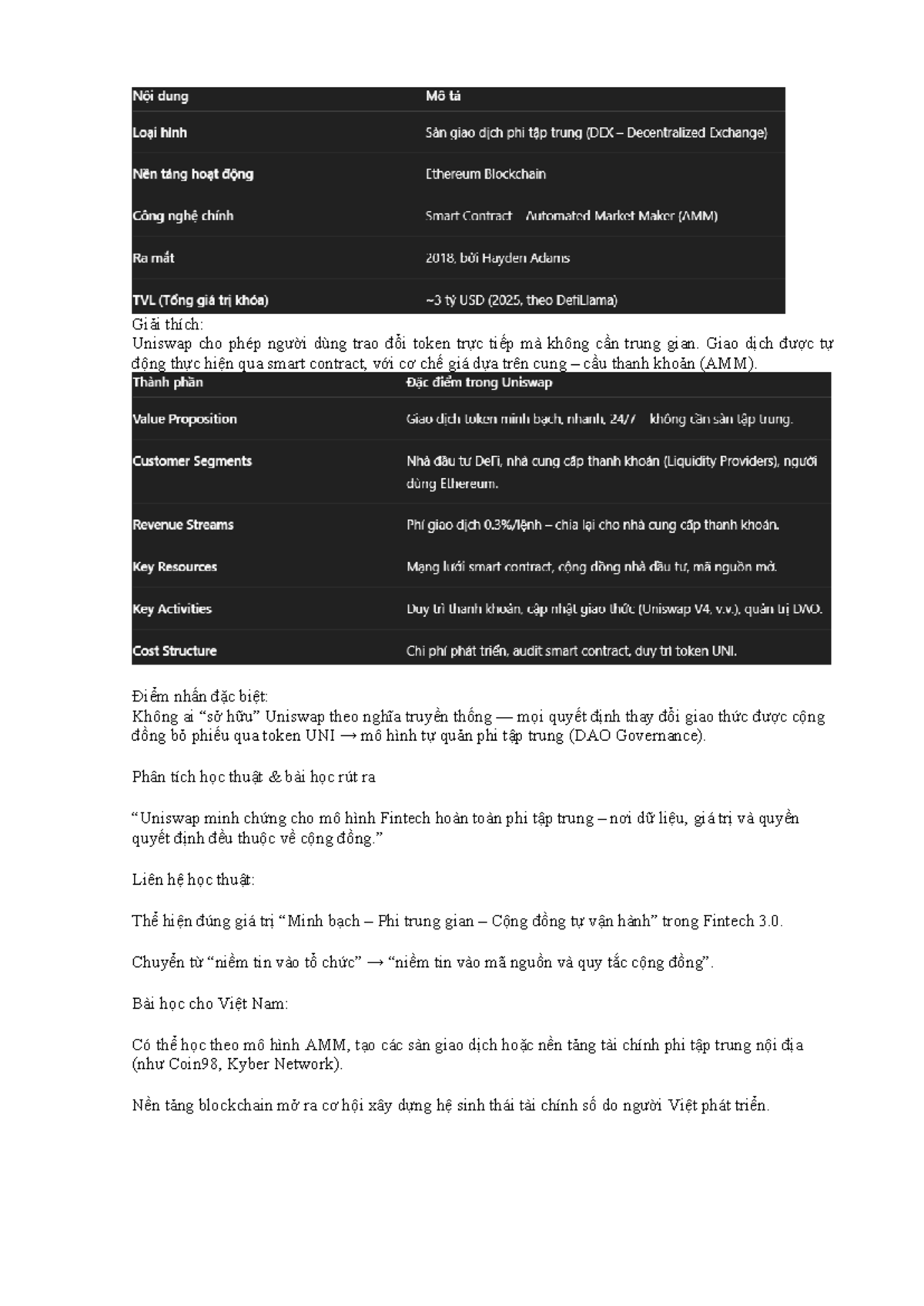 Làm rõ slide ví dụ minh họa về Uniswap và mô hình Fintech 3.0 - ADAA -  Studocu