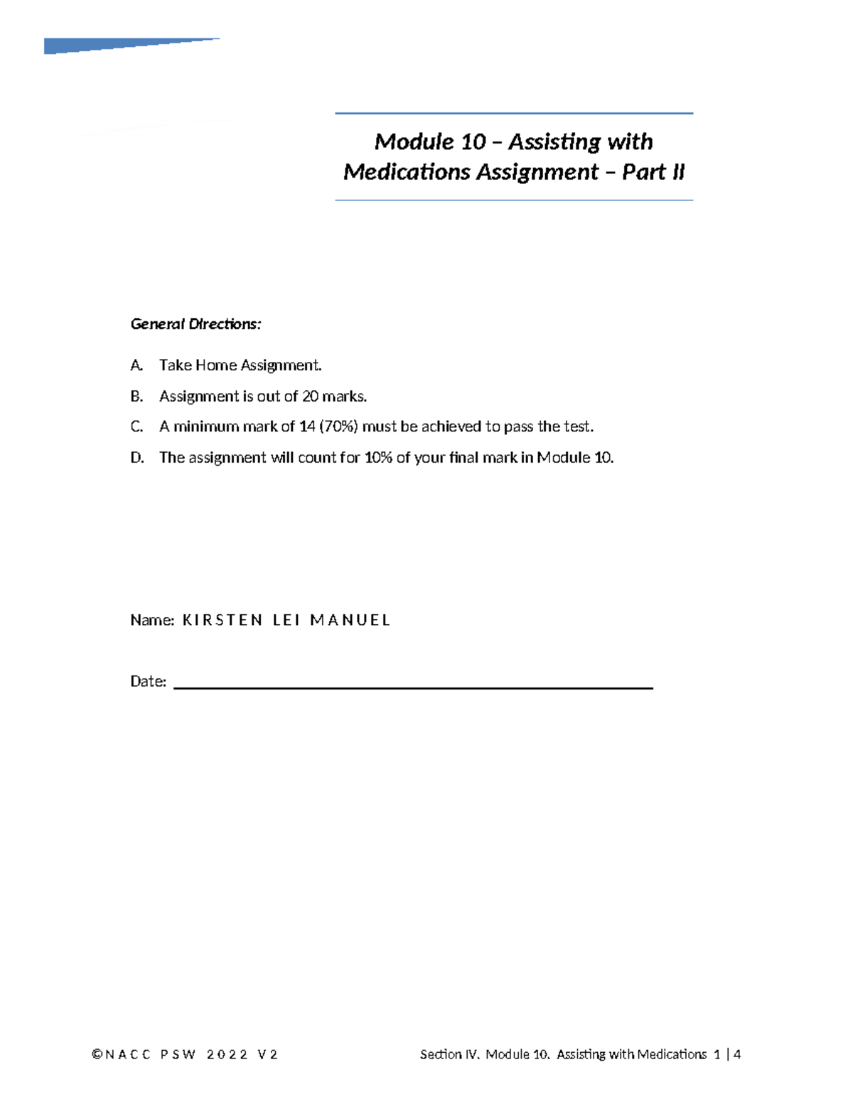 ACC PSW 2022 V2 Module 10 Assignment: Medications Research Part II ...