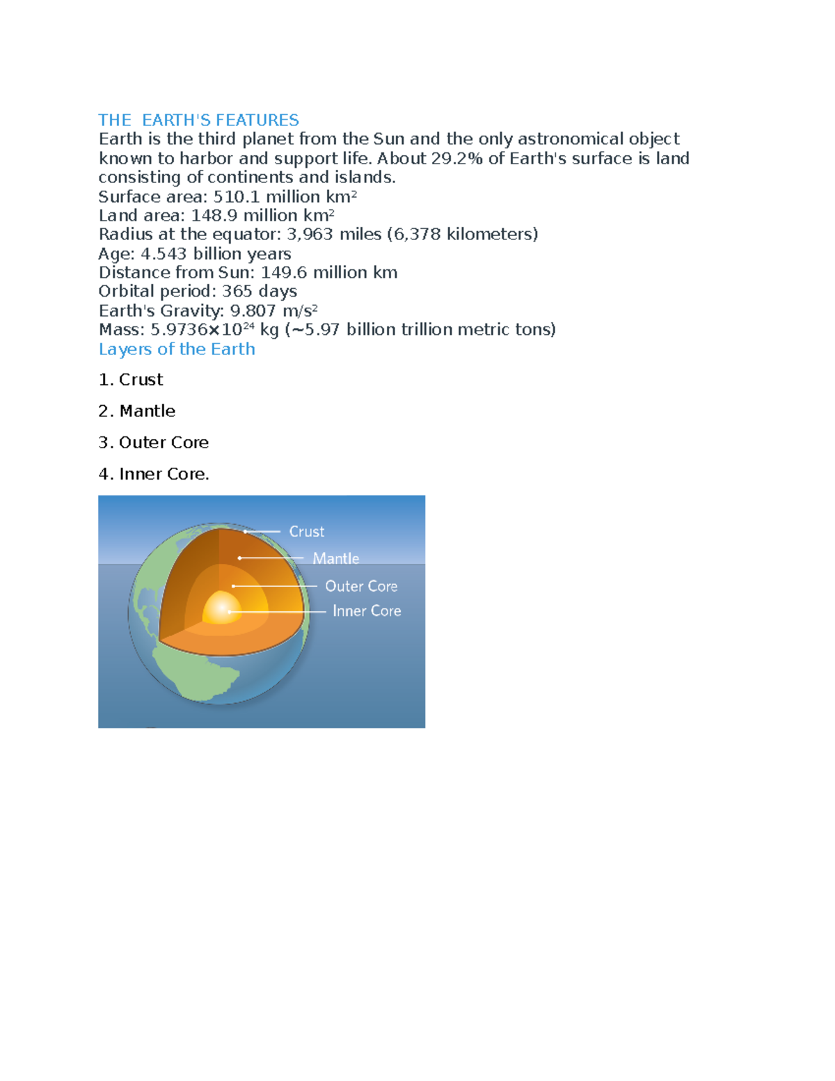 Geology Module 1.2 Lecture: Earth's Features and Layers Explained - Studocu