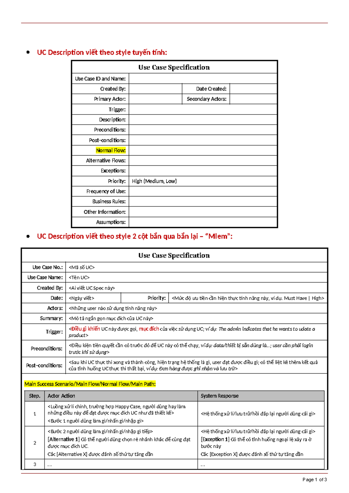 Use Case Specification - UC Description for CNJDNCEHJBC - Studocu