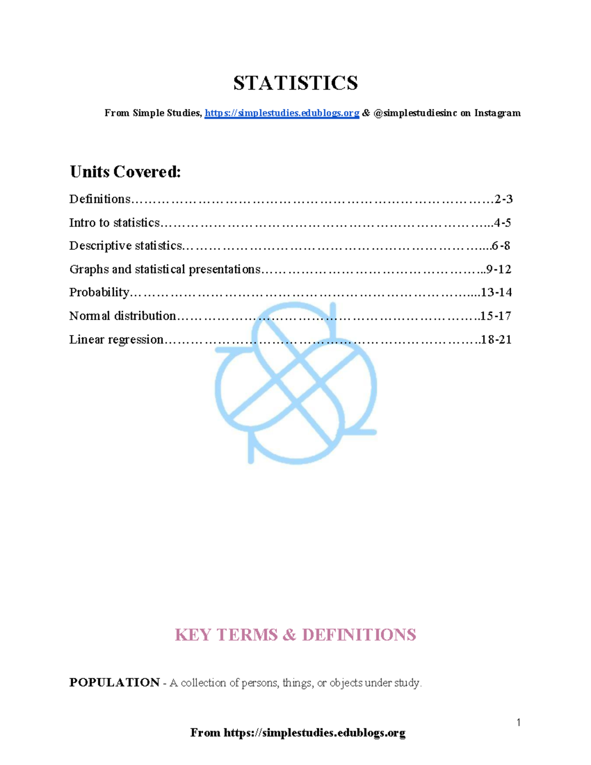 STATISTICS Study Guide: Intro to Descriptive Graphs & Key Terms - Studocu