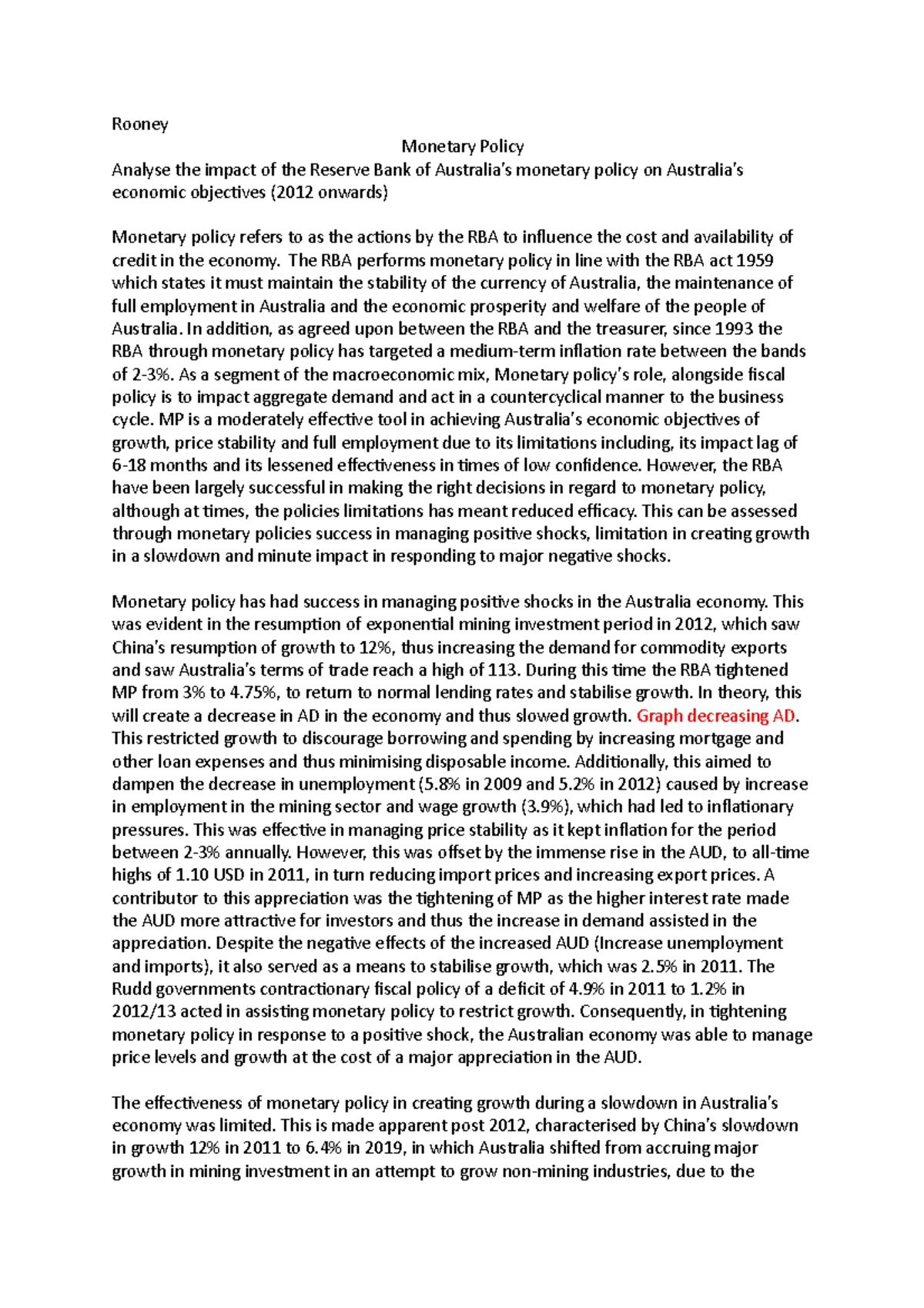 MACRO 101: Fiscal and Monetary Policy Analysis Essay - Studocu