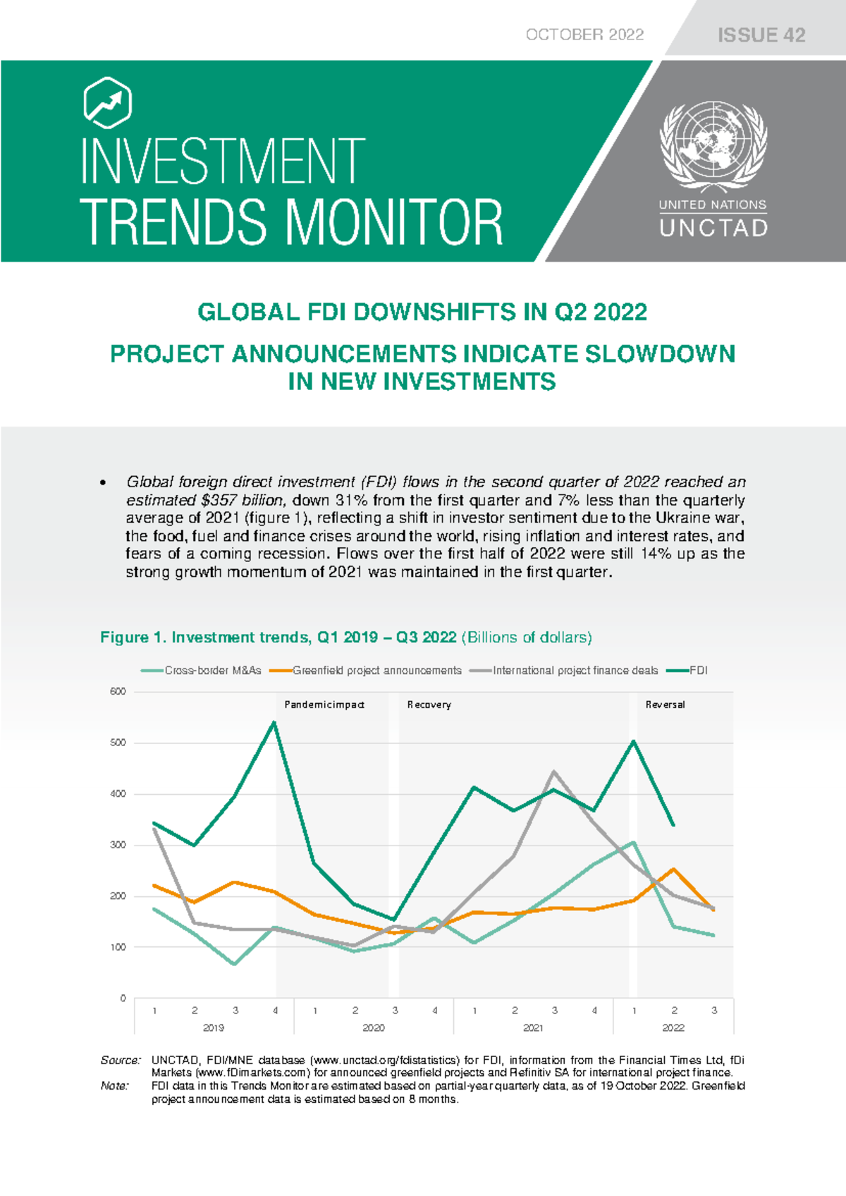 Global Investment Trends Monitor 42 ( Unctad) Oct 2022 - GLOBAL FDI ...