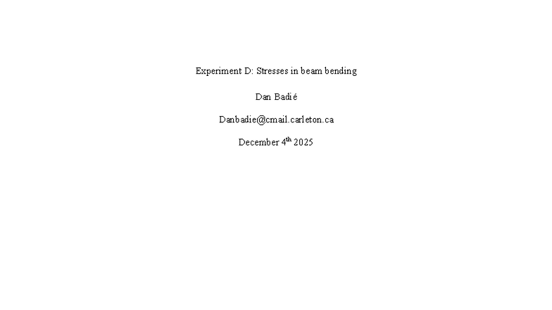 MAAE 2202 Lab D: Beam Bending Stress Analysis and Results - Studocu