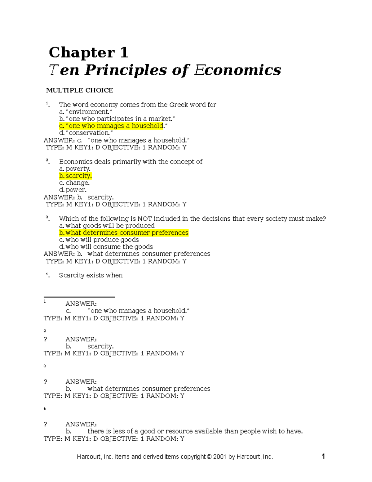 Chap01 - note - Chapter 1 Ten Principles of Economics MULTIPLE CHOICE 1 ...