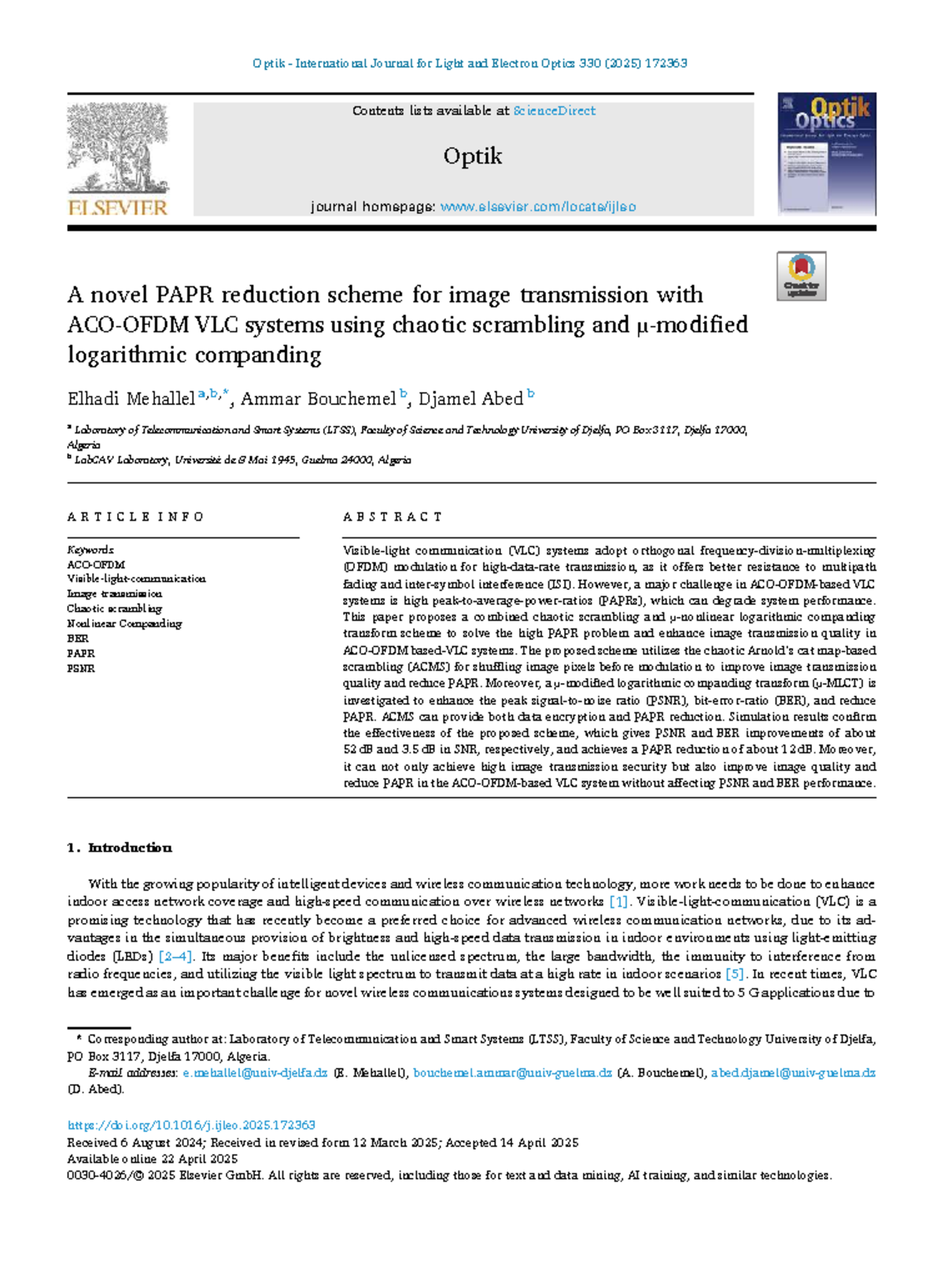 A Novel PAPR Reduction Scheme for Image Transmission in VLC Systems ...