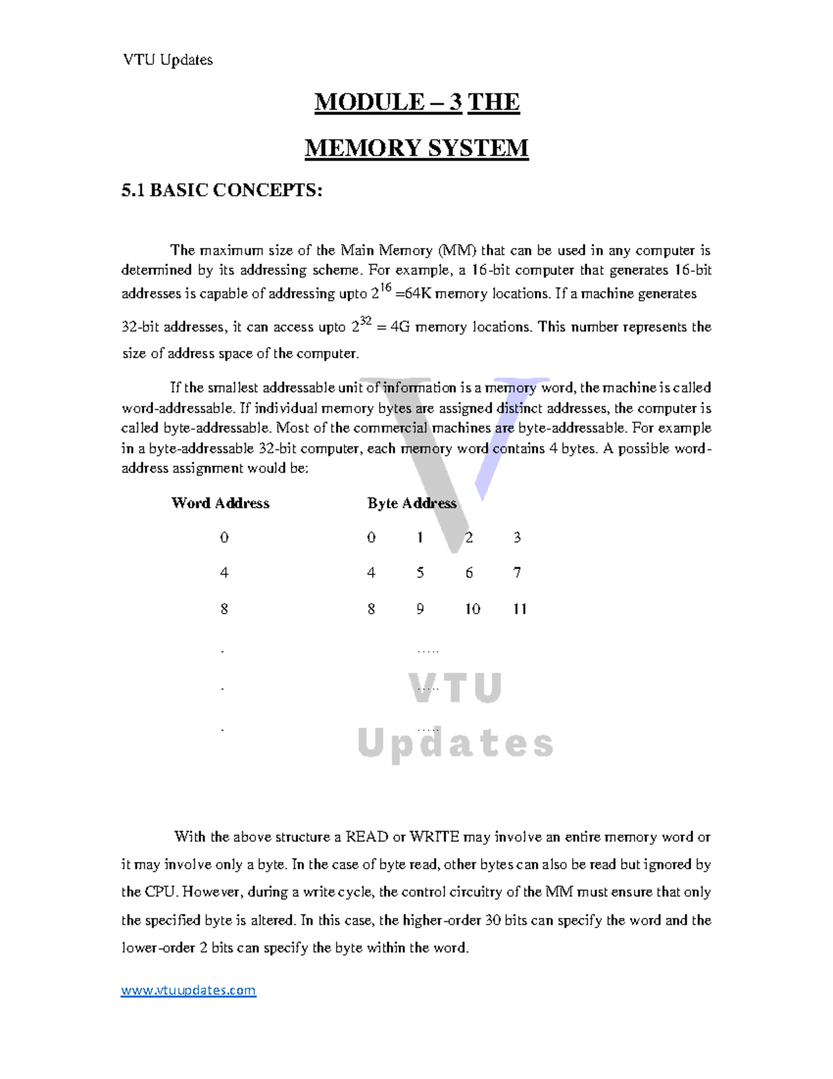 DDCO mod -3 - DDCO module 3 notes - MODULE – 3 THE MEMORY SYSTEM 5 ...