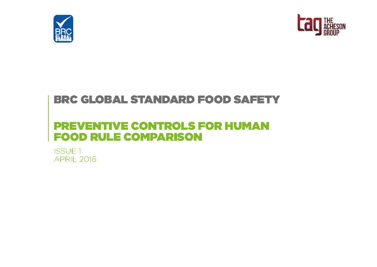 BRC Standard - yare - BRC GLOBAL STANDARD FOOD SAFETY PREVENTIVE ...