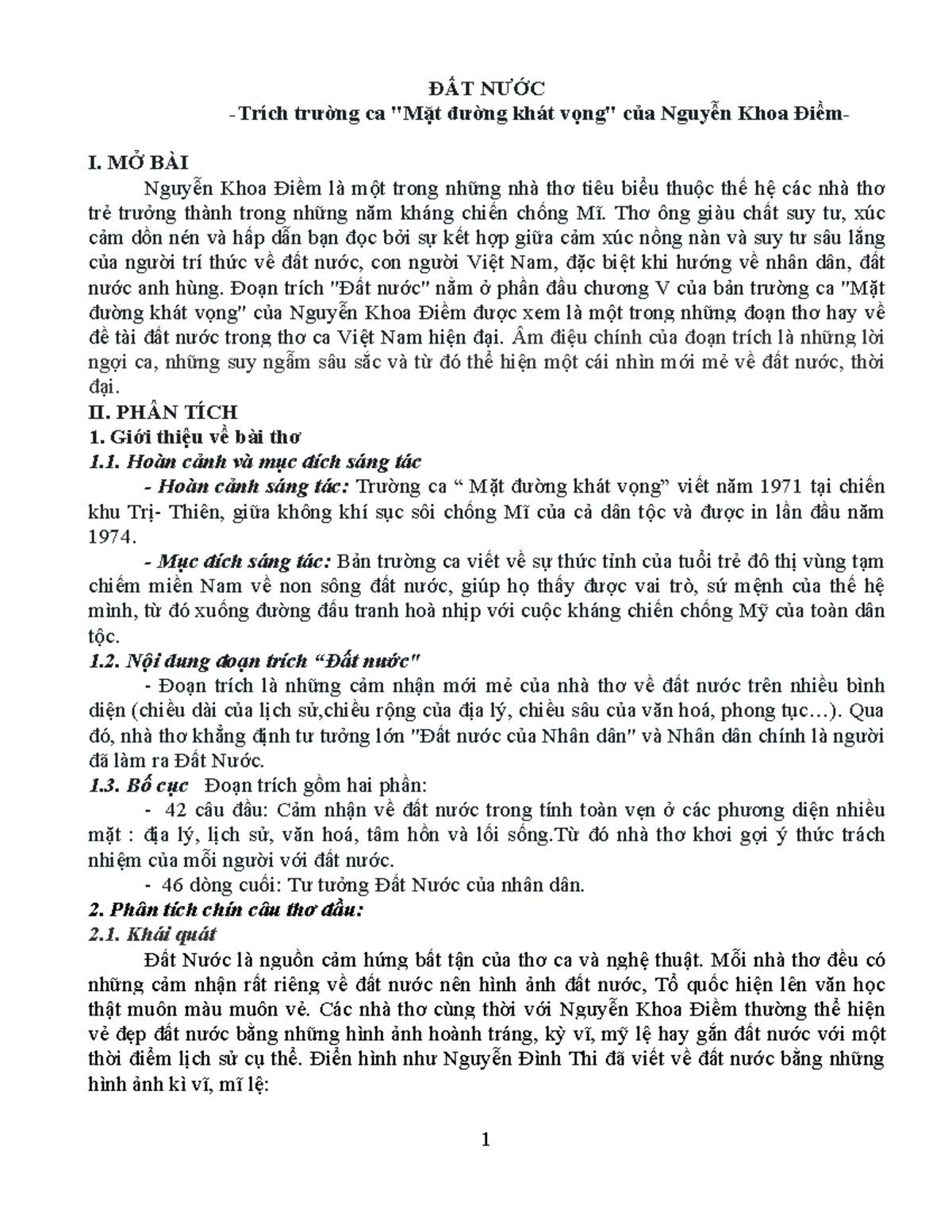 3 DAT NUOC: Phân Tích Đoạn Trích 