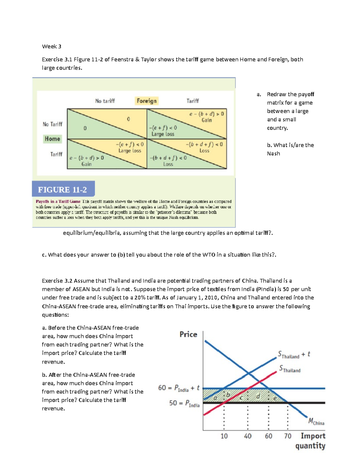Exercises for Week 3 - Economics 101: Trade & Tariffs - Studeersnel