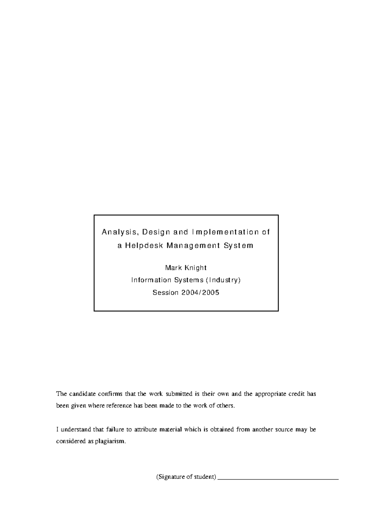 Helpdesk Management System Analysis & Design - IS 2004 - Studocu