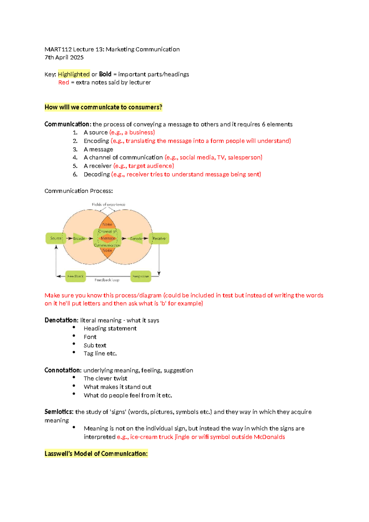 MART112 Lecture 13: Marketing Communication Insights (S1 2025) - Studocu
