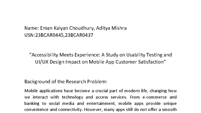 Usability Testing & Design Impact on Mobile Apps: A Study (23BCAR0445 ...