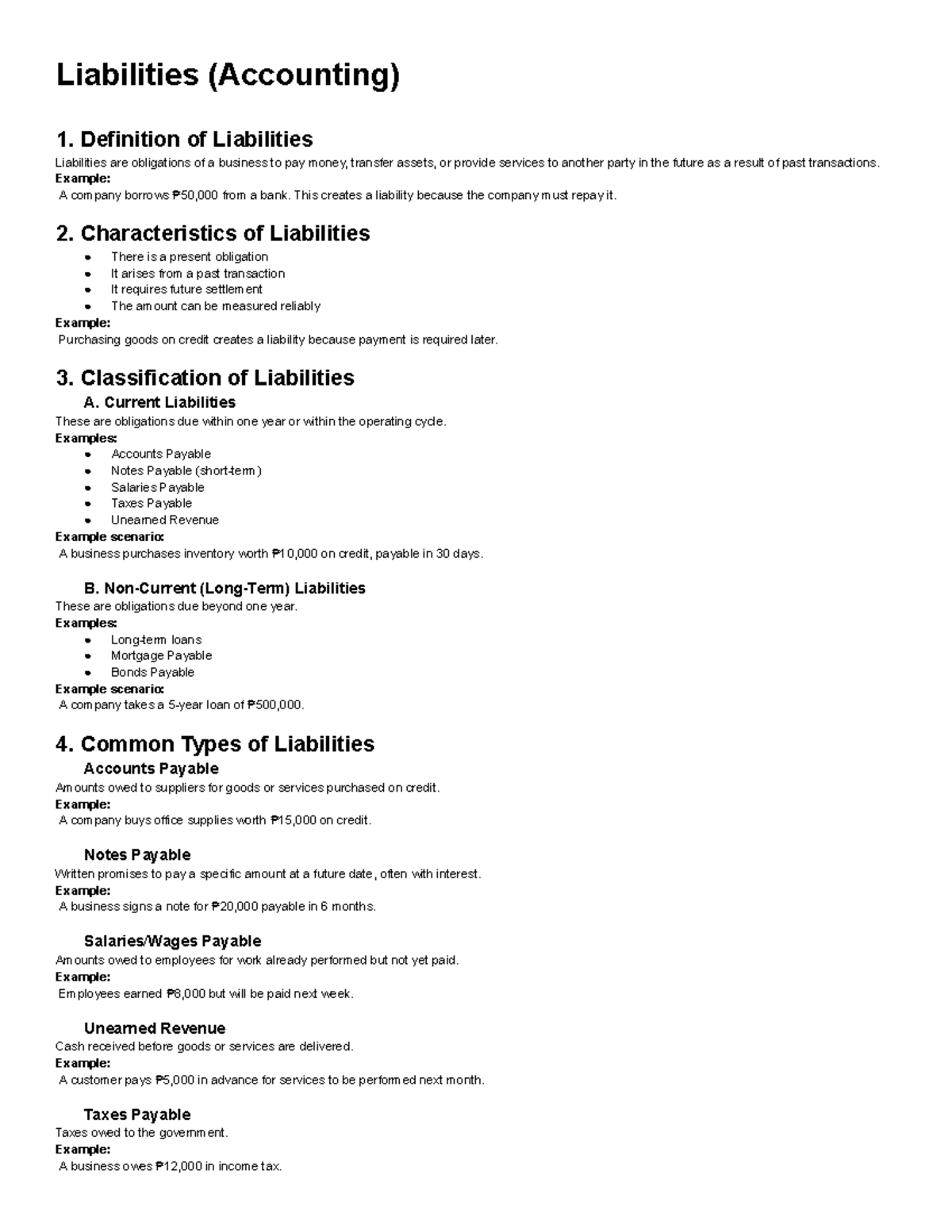 Liabilities (Accounting) - Comprehensive Notes on Definitions ...