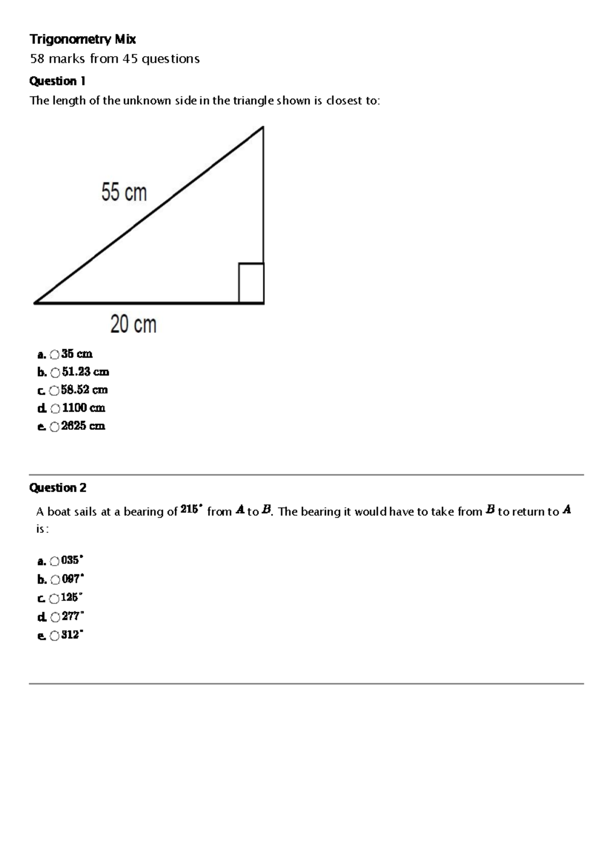 Trigonometry Mix: Practice Questions for Exam Preparation - Studocu