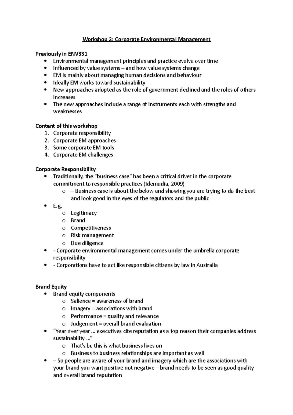 Workshop 2 Corporate Environmental Management - Workshop 2: Corporate ...