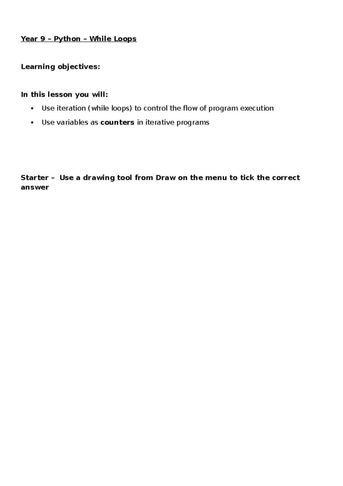 Y9 Python While Loops: Understanding Iteration and Control Flow - Studocu