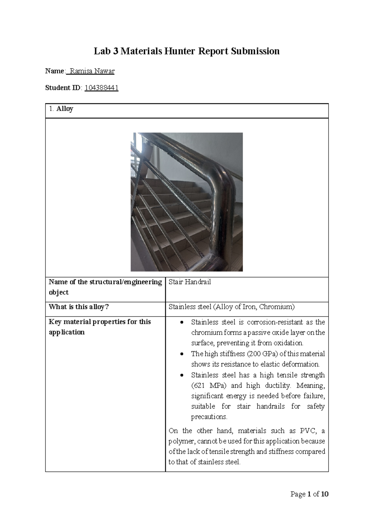Lab 3 Materials Hunter Report: Properties & Applications - Studocu