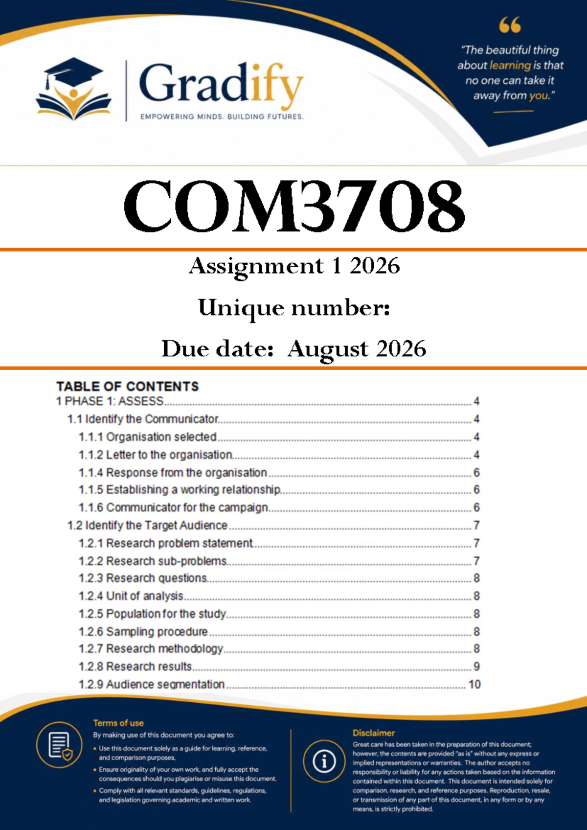 COM3708 Assignment 1 Memo: Integrated Communication Campaign 2026 - Studocu