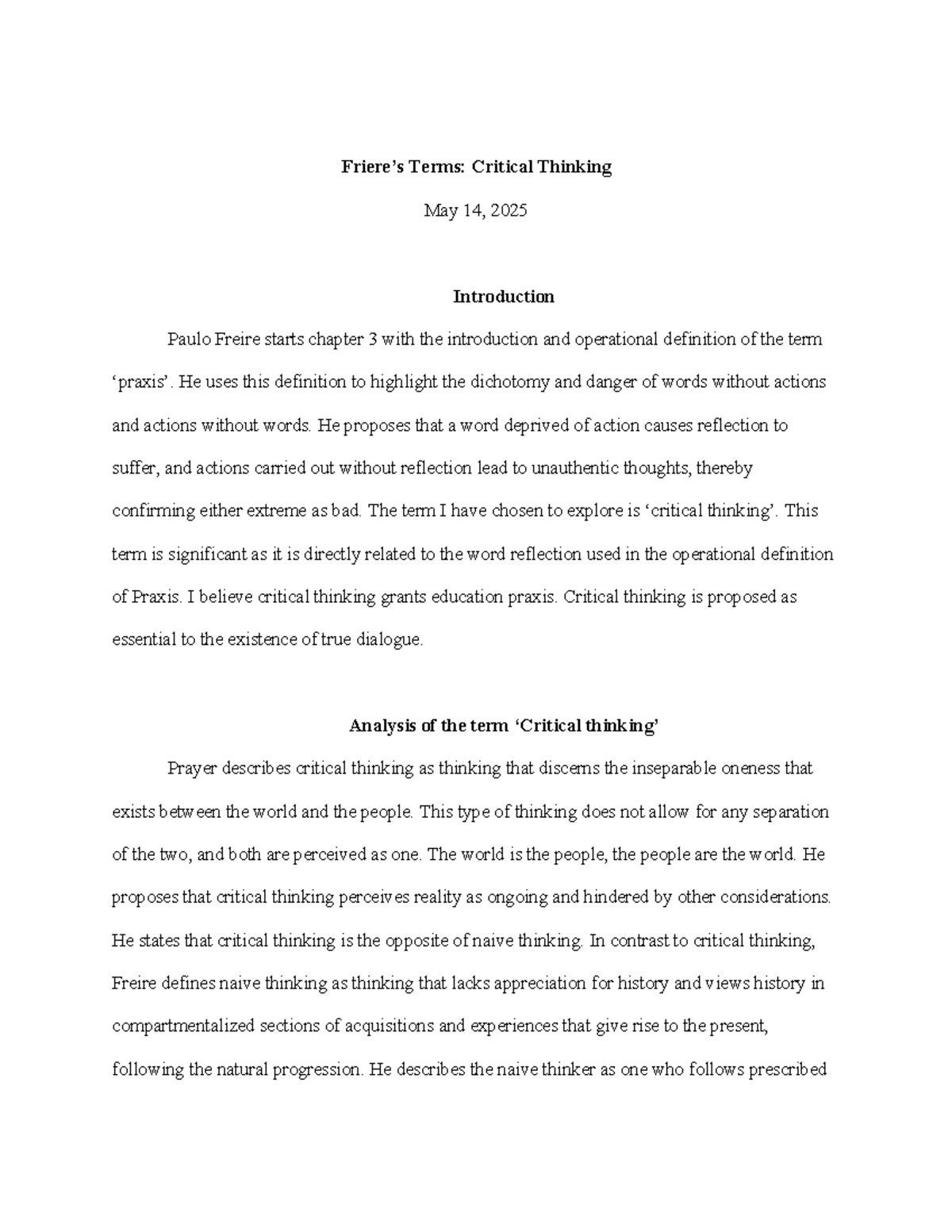 EDU 5220-01 WK5 - Critical Thinking and Curriculum Reform Analysis ...