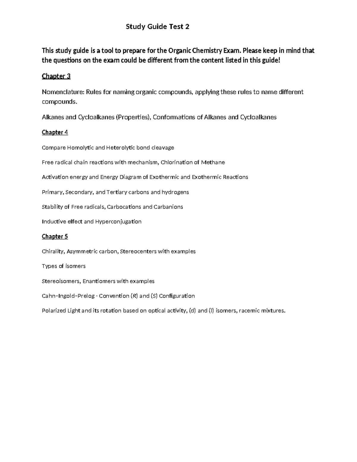 Comprehensive Guide to Organic Chemistry Concepts (OC101) - Studocu