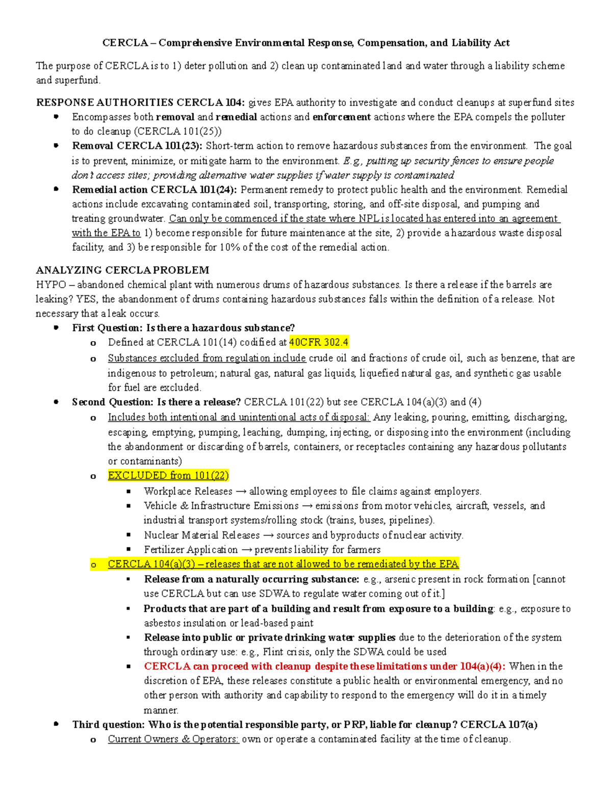 CERCLA Overview: Key Provisions and Environmental Justice Implications ...