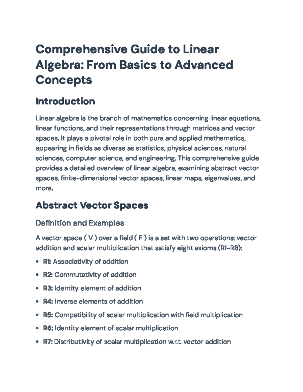 Comprehensive Linear Algebra Guide (MATH 201): Concepts & Applications ...