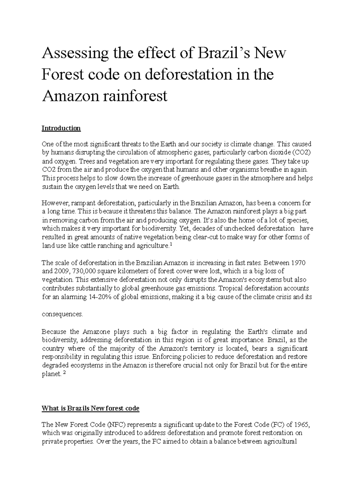 Brazil's New Forest Code: Impacts on Amazon Deforestation - Studeersnel